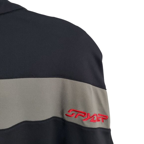 Spyder Mens XXL Jacket Black Gray 1/4 Zip Pullover Long Sleeve Black Gray - Picture 8 of 9